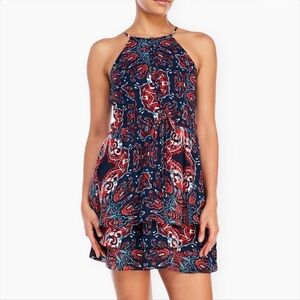 Parker Blue and Orange Halter Sundress Mini